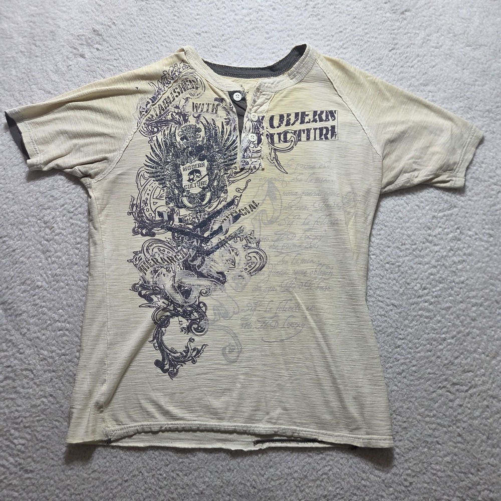 Y2K Modern Culture Shirt Men's Medium Goth Grunge Distressed Filth Skulls